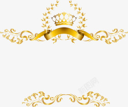 金色大气花边皇冠边框纹理素材