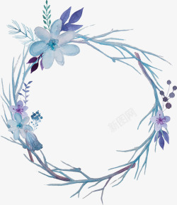 西瓜干笔画彩绘花卉圆环装饰图案高清图片