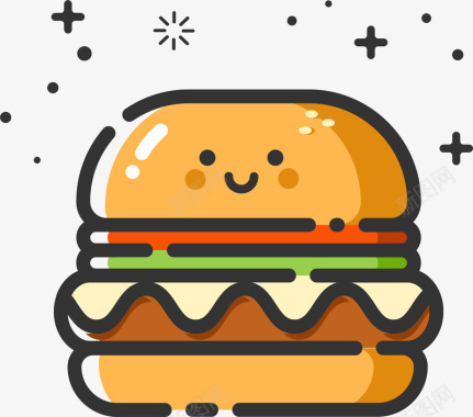 快餐食品饮料mbe风格卡通装饰汉堡图标图标