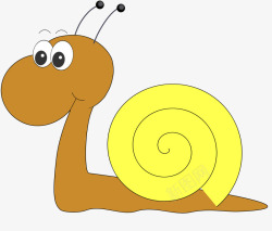 黄色壳的卡通棕色蜗牛素材