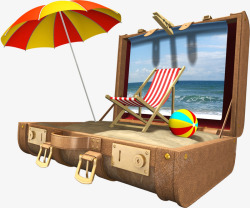 装着阳光沙滩的行李箱素材