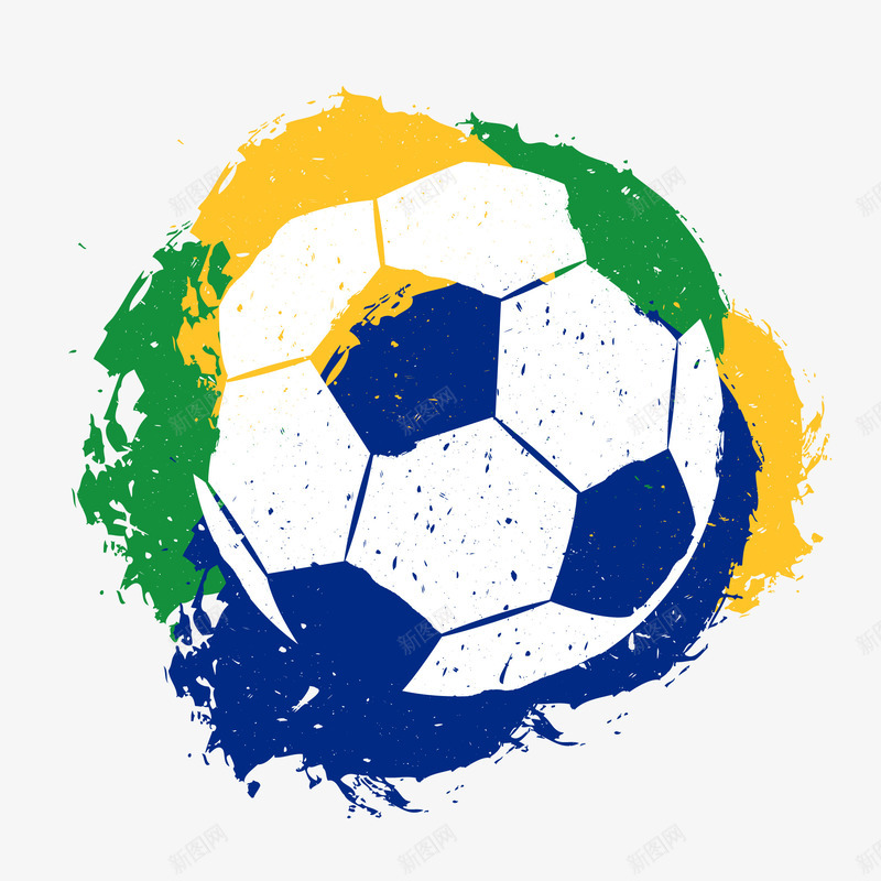 手绘创意彩色足球图png免抠素材_88icon https://88icon.com 世界杯足球 体育器材 卡通手绘 彩色 水墨 水彩 绿色 蓝色 足球
