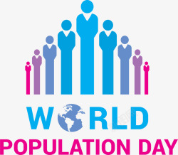 蓝色小人世界人口日素材