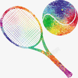 彩色网球拍与网球矢量图素材