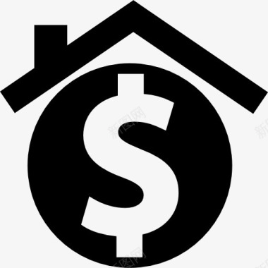 房地产房子与美元符号的房地产业务图标图标