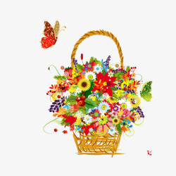 彩色花卉花篮背景装饰图素材