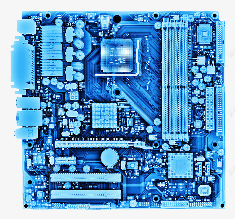 蓝色电子元器件集成电路png免抠素材_88icon https://88icon.com 接线图 智能科技 电子元器件 电路板 蓝色科技