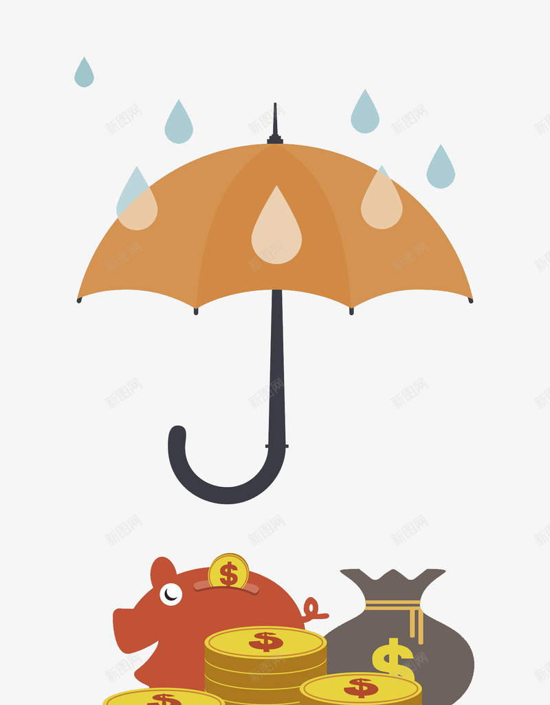 卡通雨伞下的金币图png免抠素材_88icon https://88icon.com 卡通 堆积的 插图 理财 金币 金融 钱袋 雨伞