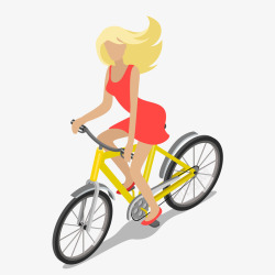 风中前行的女孩女孩骑单车前行矢量图高清图片