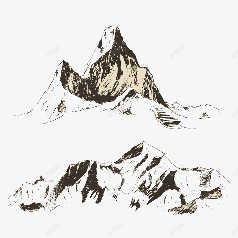 高峰风景写生png免抠素材_88icon https://88icon.com 山峰雕版画 绘画艺术 风景写生