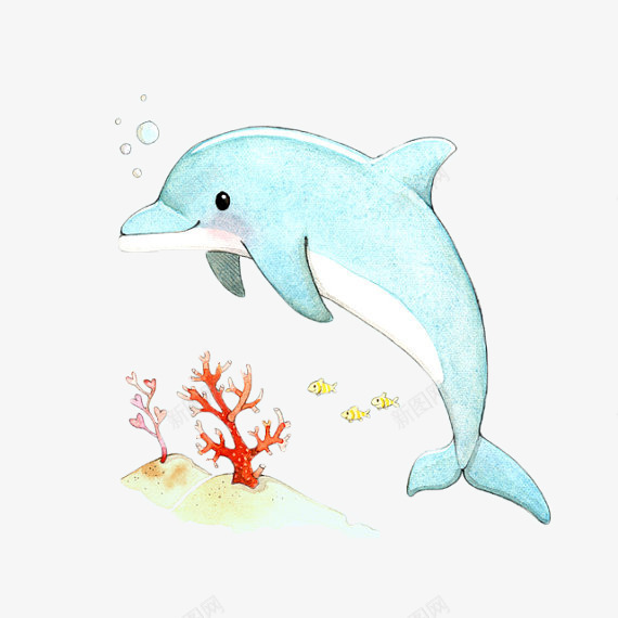 海底的小海豚png免抠素材_88icon https://88icon.com 动物 可爱 小鱼 海豚