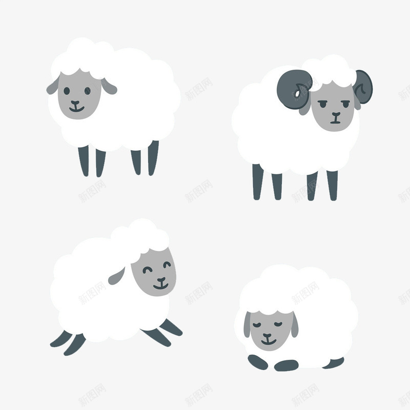 可爱的小羊png免抠素材_88icon https://88icon.com 卡通 可爱的 小绵羊 手绘奔跑的 活泼 白色 羊 运动