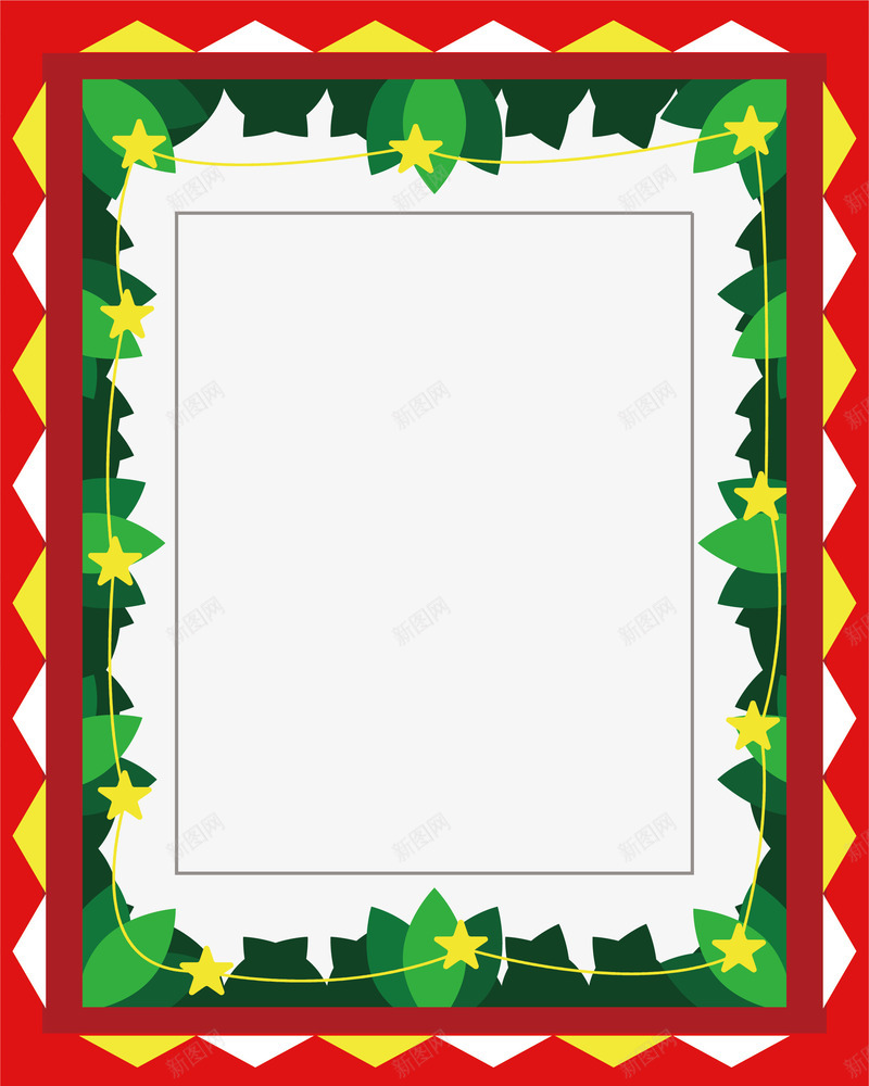 绿色树叶星星装饰圣诞相框png免抠素材_88icon https://88icon.com 圣诞相框 圣诞节 星星边框 树叶相框 相框 矢量png
