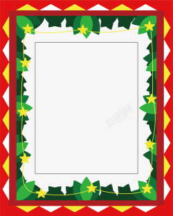 绿色树叶星星装饰圣诞相框素材