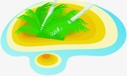 沙滩椰树场景卡通素材