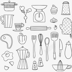 厨房餐具简笔画厨房用品果蔬餐具高清图片