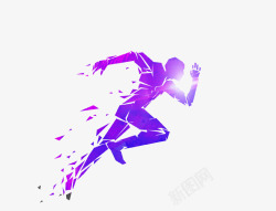 紫色炫酷花瓣紫色炫酷奔跑的人插画高清图片