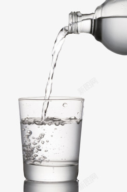 泉倒水透明水杯塑料瓶高清图片