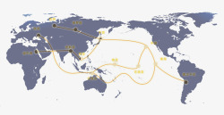 外汇贸易之路丝绸之路线路图高清图片