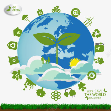 绿色礼服环保地球生态图标矢量图图标