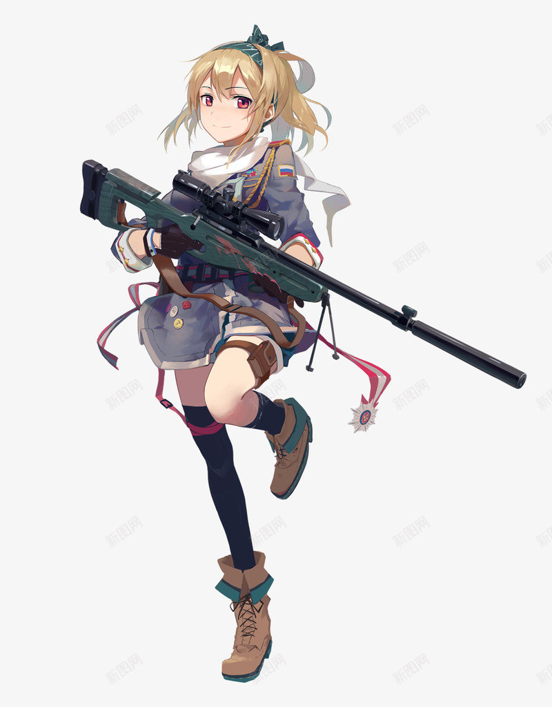 卡通少女png免抠素材_88icon https://88icon.com 卡通 女孩 女生 少女 平面 手绘 枪械 武器 长枪