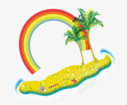 漂浮元素沙滩椰树彩虹六素材