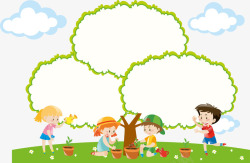 小朋友种树一起种树的小朋友高清图片