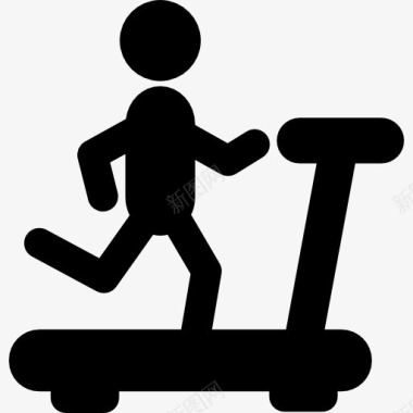 跑步人在跑步机上跑步的身影从侧面图标图标