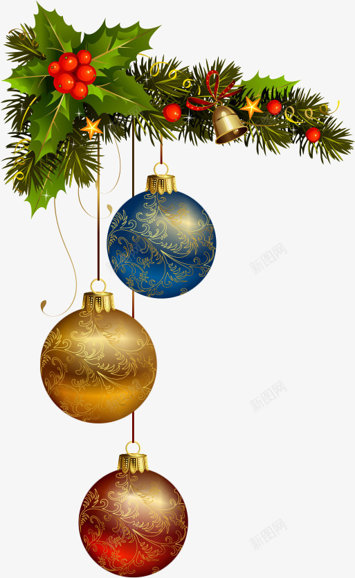 圣诞元素png免抠素材_88icon https://88icon.com 圣诞元素 彩球 节日气氛