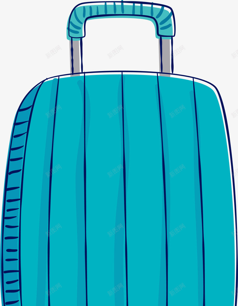 手绘涂鸦蓝色拉杆箱png免抠素材_88icon https://88icon.com 出差 卡通 手绘拉杆箱 手绘涂鸦 手绘行李箱 旅行 箱包