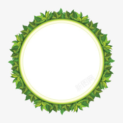 橄榄枝纸质边框绿色树叶圆形装饰图案高清图片