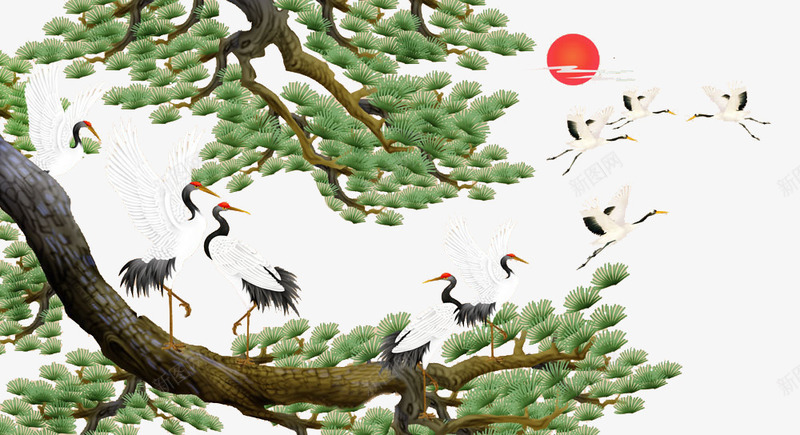 松鶴長春　水墨画 水墨画 松鶴長春 江】墨運堂造 茂作 松鶴図書道墨『松