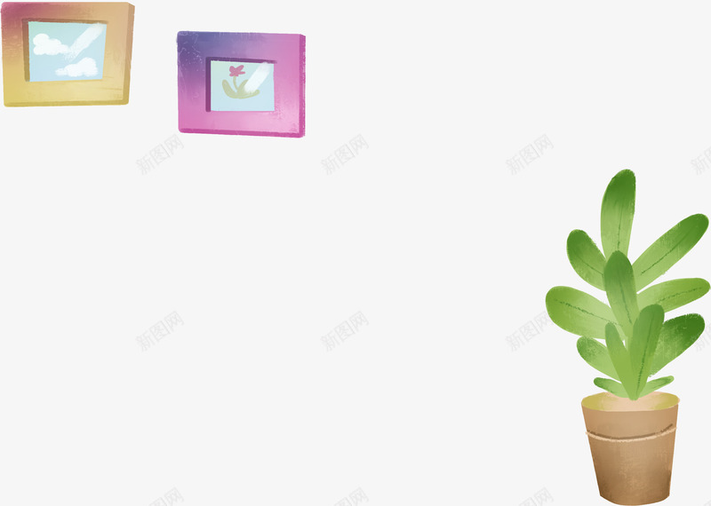 卡通手绘相框盆栽png免抠素材_88icon https://88icon.com 卡通 盆栽