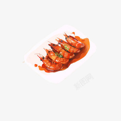 红烧虾手绘画片素材
