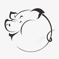 猪剪影侧面猪头猪简笔画图标高清图片