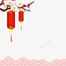 红色新春纸灯笼春节高清图片