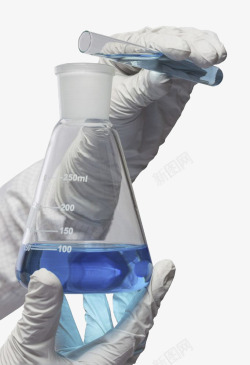 蓝色液体做实验的科学家高清图片