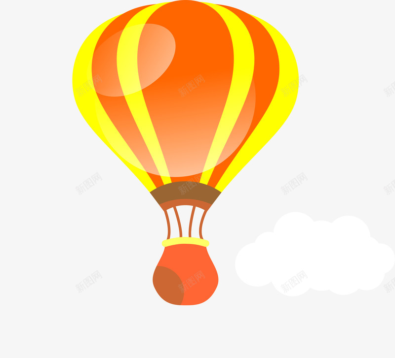 黄橘色热气球png免抠素材_88icon https://88icon.com 云朵 卡通 气球 漂浮 空气球