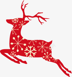 奔跑的麋鹿红色雪花圣诞麋鹿高清图片