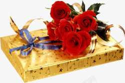 礼物盒子红色玫瑰花素材