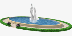 中心花园喷泉雕塑素材