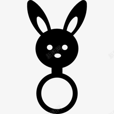 婴儿摇铃和兔子头形状图标图标