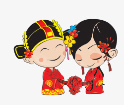 男女结婚卡通新郎新娘高清图片
