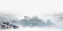 水墨绿水中国风山水高清图片