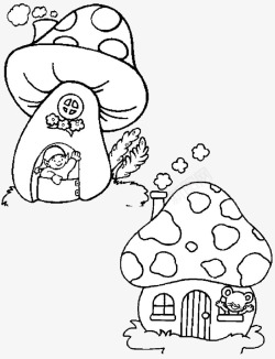 蘑菇简笔画房子素材