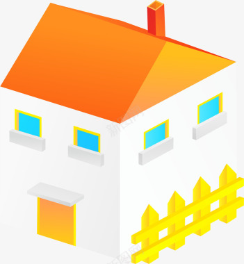 简约立体房子卡通房屋装饰插画广告扁平化图标图标