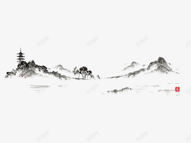 素雅中国风山水墨画psd免抠素材_88icon https://88icon.com 中国风 免抠 山水 山水墨图 山水墨画 水墨 水墨画 画画 素气 素雅 绘画