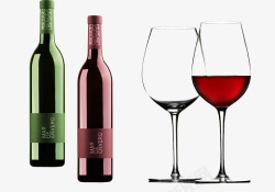 勃艮第红葡萄酒杯和红酒素材