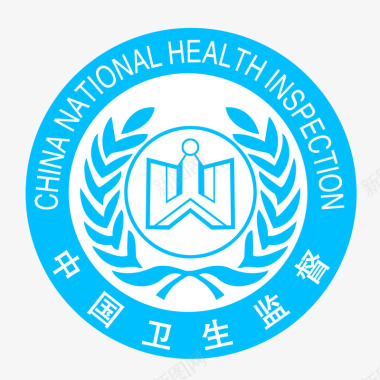 中国卫生监督青色徽章图标图标