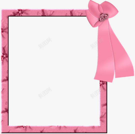 粉色彩带装饰相框png免抠素材_88icon https://88icon.com 相册 相框 粉色 粉色彩带 边框